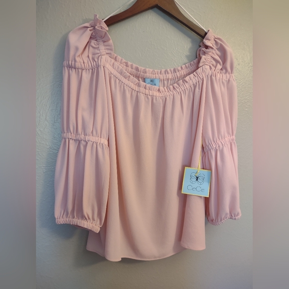 CeCe Women's Square Neck Ruffle Sleeve Blouse in Rosehip Pink - Picture 3 of 11